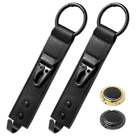 enlivik Car Purse Hook – 2-Pack Headrest Hooks for Purses and Bags + Bonus 2 Purse Table Hooks, Cute Leather Purse Holder for Car Seat, Universal Fit Bag Hanger for Car, SUVs, Trucks