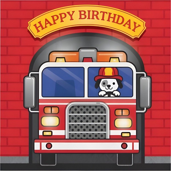 Creative Converting Flaming Fire Truck Happy Birthday Lunch Napkins Paper