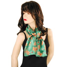 Evening Elegance Green Gingerbread Men Christmas Scarf