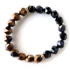 Gold Stone Tiger Eye Onyx Bracelet, Men's Star Cut, 0.4