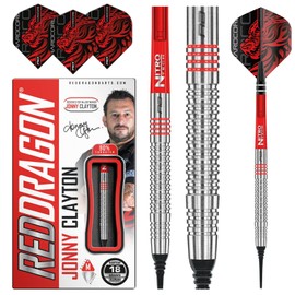 RED DRAGON Jonny Clayton 18g Barrel, 20g Full Weight Softip Tungsten Darts with Flights & Stems