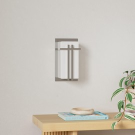 Sunlite 46091 Decorative Square Wall Sconce Light Fixture, A19 Bulb, E26 Socket, 60 Watts Max, Indoor, Opal Shade, Stainless Steel Frame, Bathrooms, Hallways & Entryways