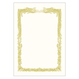 Sasagawa 10-3061 Gold Foil Award Paper, OA Compatible, For Horizontal Writing, White, A4, 5 Sheets