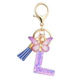 Chivixe Initial Letter Keychain for Women Tassel Butterfly Pendant Key Ring Cute Car Keychain for Wallet Backpack Bag Charm,Z01-L