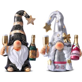 Vereemy Champagne Gnomes Figurines Fall Decorations for Home Christmas Party Gnomes Wine Bar Decor Gnomes Gifts for Women Champagne Birthday Wedding Party Decorations