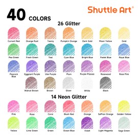 Shuttle Art 80 Stück Glitzer Gelstifte, Shuttle Art Gel Stifte Set, 40 bunte Glitzer Gelschreiber mit 40 Ersatzminen, glitzerstifte für Erwachsene und Kinder zum Markieren, Zeichnen, Schreiben geeignet