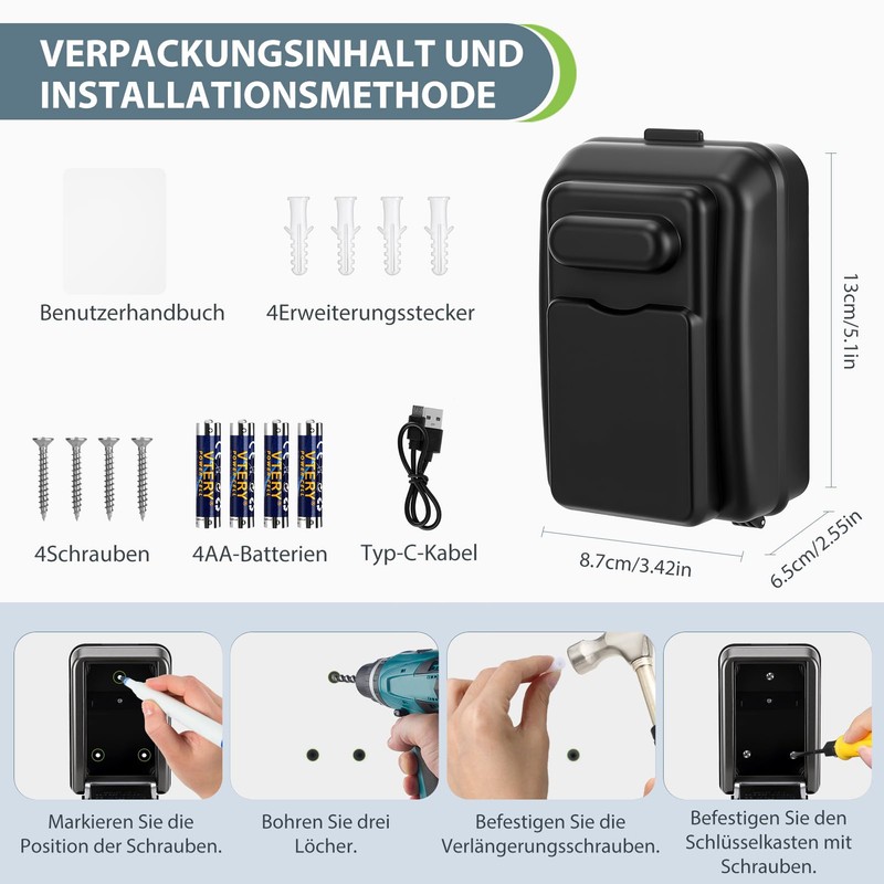 Key Safe with Number Code, Key Safe Outdoor Waterproof Key