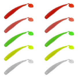 VGOL Pack of 50 Artificial Baits Paddle Tail Soft Plastic Worms Rubber Bait Fishing Bait Worm Baits Mixed Colour