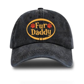 rofiowa Fur Daddy Adjustable Washed Cotton Baseball Cap, Funny Retro Trucker Hat Outdoor Accessories for Men Grandpa Dad Husband Dogs Lover, Retirement Birthday for Dog Father