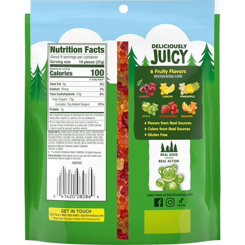 Black Forest Gummy Bears 10oz – Juicy Fruit Flavors, Made