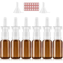 Botella de spray nasal, 6 piezas de 1.0 fl oz/1 oz de vidrio ámbar recargable pulverizadores de niebla fina, atomizadores, pequeño rociador nasal vací