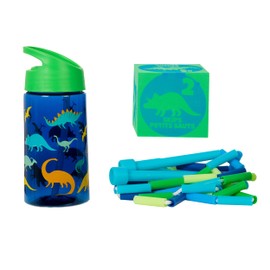 Capelli Sport Activity Set, GoZone Kids Beaded Jump Rope 7 ft, Sports Water Bottle, 6-Sided Foam Dice, Outdoor Cardio Exercise, Dino, Blue