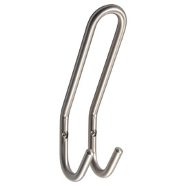 Gedotec Prima Modern Design Coat Hook Stainless Steel Curved Coat Hook 190 x 57 mm Double Hook for Wall Mounting 1 Piece Wall Hook Double with Mounting Material