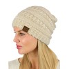 C.C Women's Chenille Soft Warm Thick Knit Beanie Cap Hat-Beige