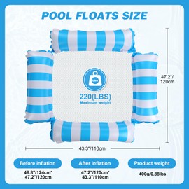 2Packed Water Hammock, Pool Inflatable Water Hammock, Air Mattress Pool Foldable, Small and Portable, Easy to Use (A)