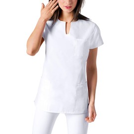 Clinic Dress Women's Slip-On Tunic for Nursing and Elderly Care 95° Wash - White, size: XS