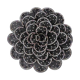 Camellia Flower Brooch and Pins, Handmade Floral Hair Clips, Large Rhinestones Fabric Flowers Brooches, Corsage Accessories for Women Lapel Clothing Dress Hat Wedding Party (Black)