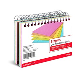 Staples 3-inch x 5-inch Index Cards, Lined, Neon, 6/Carton (ST50994-CCVS)