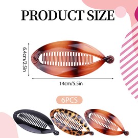 6 Pcs Banana Clips for Hair Small Banana Hair Clip Double Clip Long Hair Clips Ponytail, Vintage Clincher Combs Tool Accessories Fishtail Hair Combs Set for Women Girls