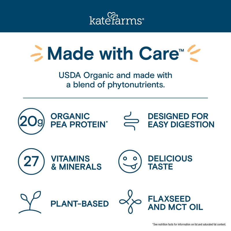 KATE FARMS Organic 1.8 Renal Support Shake, Vanilla, 20g Protein,