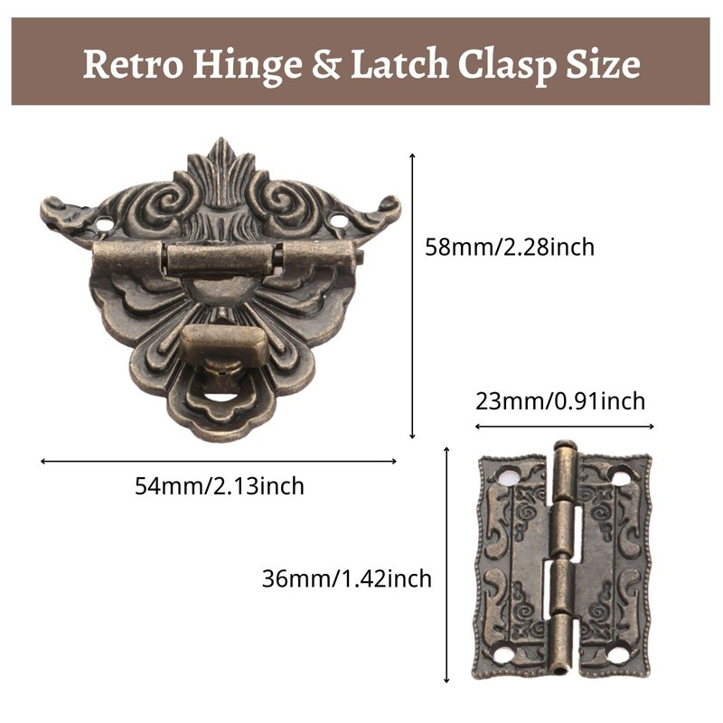 2PCS Antique Folding Hinges with Screws Hinge & 1 PCs