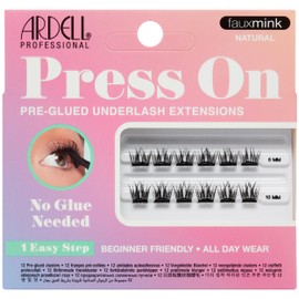 Ardell Press On Lashes Fauxmink Natural – Pre-Glued Underlash Extensions, Press on Lash Clusters, No Glue Needed Cluster Lashes, 12 ct