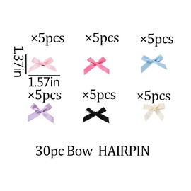 Mini Bow Hair Clips for Girls Small Satin Ribbon Bows for Women Mini Bow Hair Accessories for Women Girls Hairbows Clips 30 PCS Bowknot Ribbon Clips