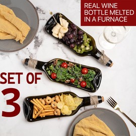 Melted Wine Bottle Serving Boards - Decorative Rectangle Serving Trays for Home Decor - Small Cheese Platter Serving Board - Unique Cheese and Cracker Tray for Dinner Party (3)