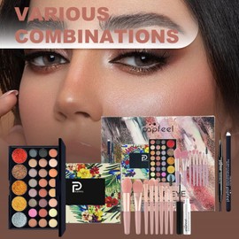 All-in-one Holiday Make up Gift Sets | Makeup Kit for Women Full Kit Teen Girls Xmas Beauty Essential Beginner Bundle Include Eyeshadow Palette Lipstick Blush Concealer Face Powder Mascara Lipgloss