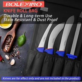 BOLEXINO 4 Pockets Chef Knife Roll Bag for Knives and Kitchen Utensils, Lightweight, Durable, and Stain Resistant Nylon, Perfect for Camping, Kitchen, Outdoor Picnic (Knives not Included)