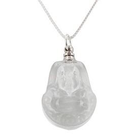 Glass Buddha Essential Oil Diffuser Necklace on 20 Inch Sterling Box Chain, Choose Your Color, 6380 (Clear)