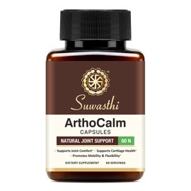 Suwasthi Arthocalm Capsule Boswellia & Bromelain Supplement for Men & Women, Ayurvedic Blend with Turmeric, Black Pepper & Ginger that May Support your Joints, Non-GMO, Gluten Free & Vegan 60 Capsules