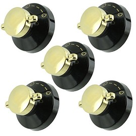 Stoves Genuine Gas Oven / Cooker / Hob Flame Control Knob (Black & Gold, Pack of 5)