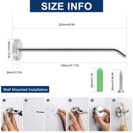 NearMoon Coat Hooks, Wall Mount Hooks for Hanging Hat Hurse Robe, 304 Stainless Steel Heavy Duty Towel Hangers for Bathroom Livingroom Hotel Kitchen Garage, 6 Pack (8 Inch, Brushed Nickel)