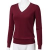 JSCEND Women's V-Neck Long Sleeve Solid Basic Soft Stretch Pullover