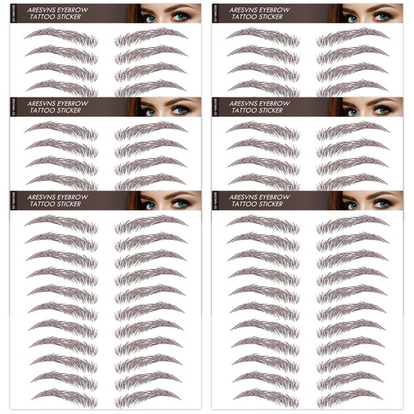Aresvns 4D Eyebrow Tattoos Brown 66 Pairs! Waterproof Imitation fake
