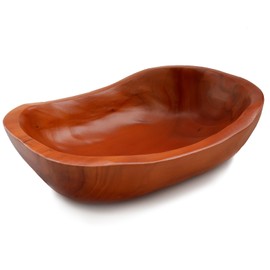 Hand Carved Wood Fruit Bowl, Fruit Serving Bowl Food Storage Basket for Fruit Bread Snack, Rustic Decorative Wooden Bowl for Home Decor, Kitchen, Table Centerpiece, and Pantry