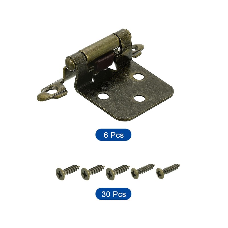 sourcing map Cabinet Kitchen Inset Hinges, 6Pcs 1/2" Overlay Semi-Concealed