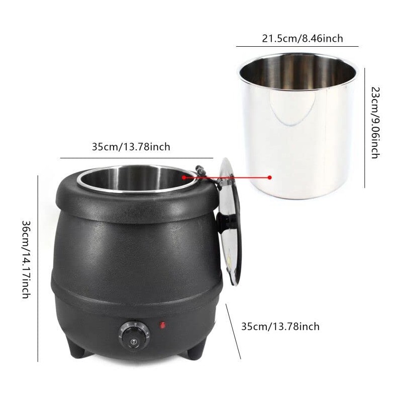 10L Stainless Steel Soup Pot with Adjustable Temperature, 400W Kitchen