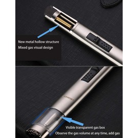 Butane Torch Kitchen BBQ Lighter Long Refillable Windproof Stainless Steel Lighters with Jet Flame (Without Fuel)