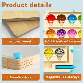 Cawtiuly Magnetic Color and Number Maze, Montessori Fine Motor Skills Toys for Boys Girls Ages 3 4 5, Educational Toys for Toddlers Kids, Wooden Color Matching Learning Counting Puzzle Board Games