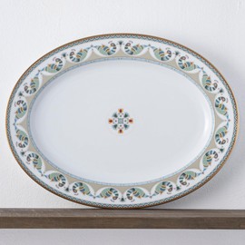 Noritake Serene Garden Platter, Oval, 16" in Green/Red/White.,