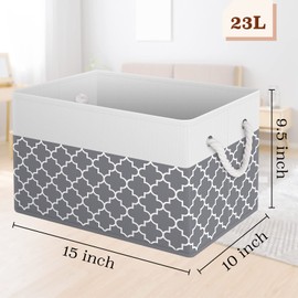 StorageTastic Storage Bin,Collapsible Storage Basket For Organizing,Large Storage Boxes With Rope Handles,Storage Containers,Clothes Organizer,Clover Grey，Pack of 3