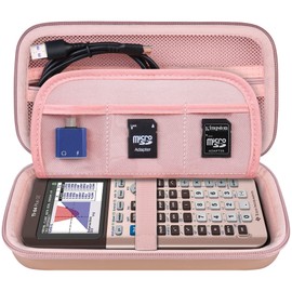 Elonbo Carrying Case for Texas Instruments TI-84 Plus CE/TI-84 Plus/TI-83 Plus/TI-83 Plus CE Color Graphing Calculator, Extra Mesh Pocket Fits Charging Cable Charger Manual, Rose Gold