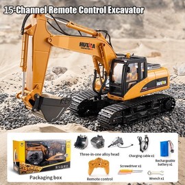 Full size combination, excavator dump truck alloy plastic engineering vehicle electronic toy - Color: 1:14 Excavator