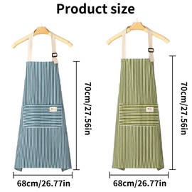 YSDINK 2er Set Kochschürze aus Baumwolle-Leinen, verstellbare Schürze mit Taschen für Damen und Herren, ideal zum Kochen, Backen, Grillen und kreative Hausarbeiten (Grün&Blau)