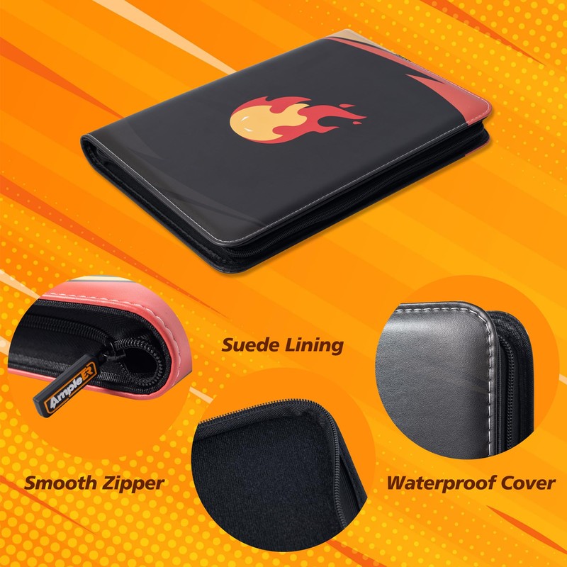 Ampleer Trading Card Binder, 9 Pocket Ringless Page Sleeves with