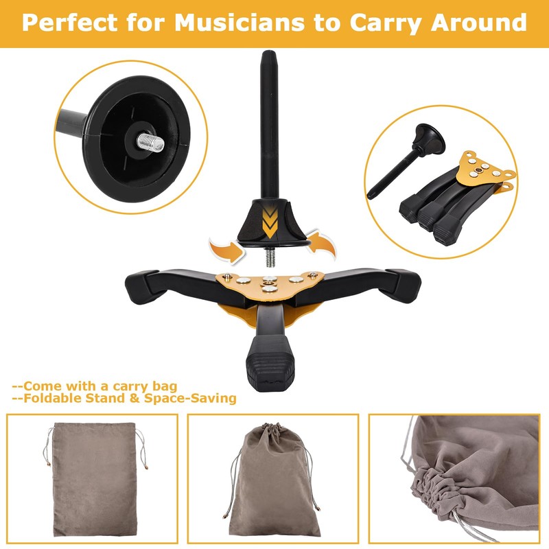JUVAENY Clarinet Stand, Portable Flute Clarinet Stand with Flannel Bag,Clarinet