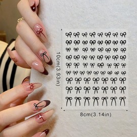 XEAOHESY 6 Sheets Bow Nail Stickers for Nail Art Self-Adhesive Bow Tie Nail Decals for Women Girls Nail Art Accessories（6 Color）