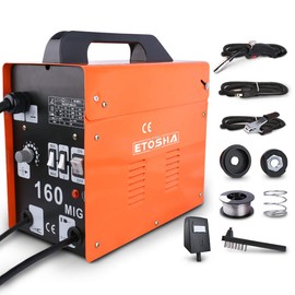 ETOSHA MIG Welder 160A Portable Welding Machine, Flux Core Wire Gasless Automatic Wire Feeding Welders, 110V AC Wire Feed Welder with Welding Gun, Grounding Clamp, Input Power Adapter Cable and Brush